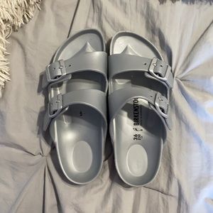 silver rubber birkenstock